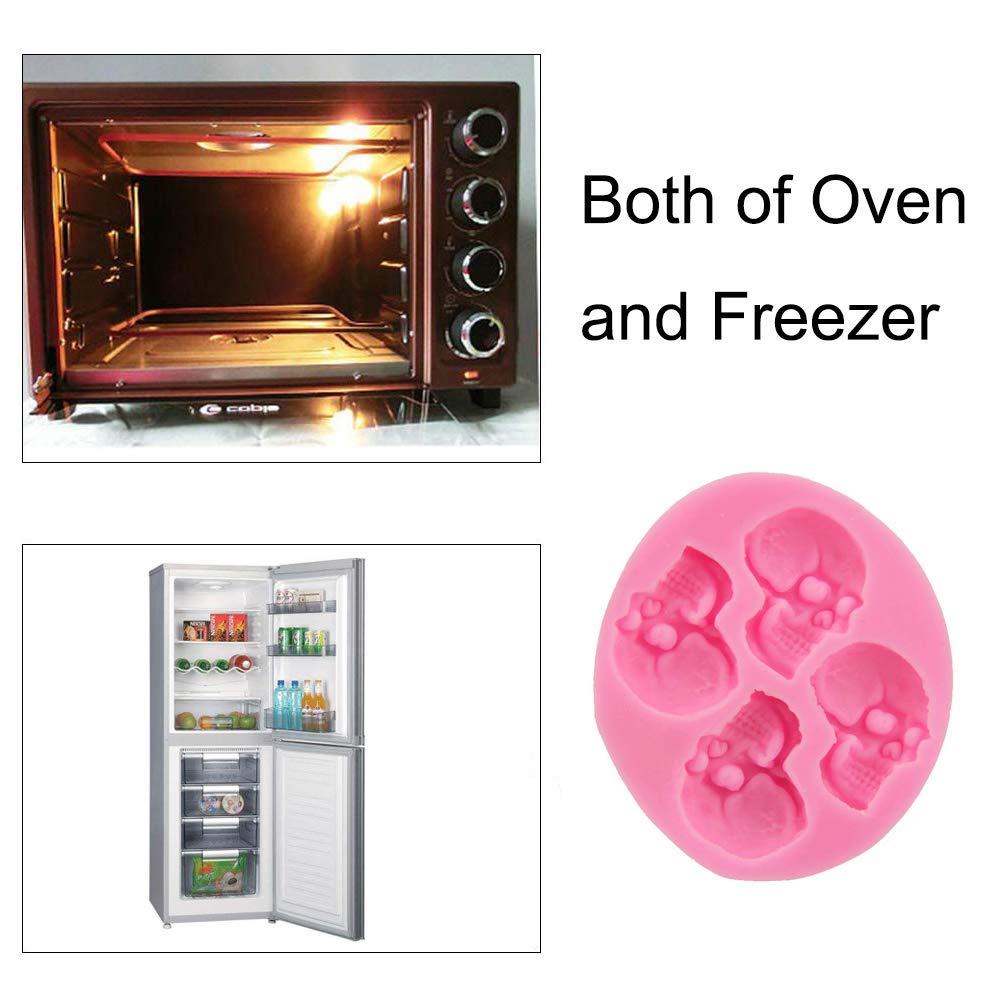 Baola Chocolate Candy Molds, Halloween Skulls Silicone, Fondant Mold For Cake Decoration Wedding Party Supplies Set Of 3