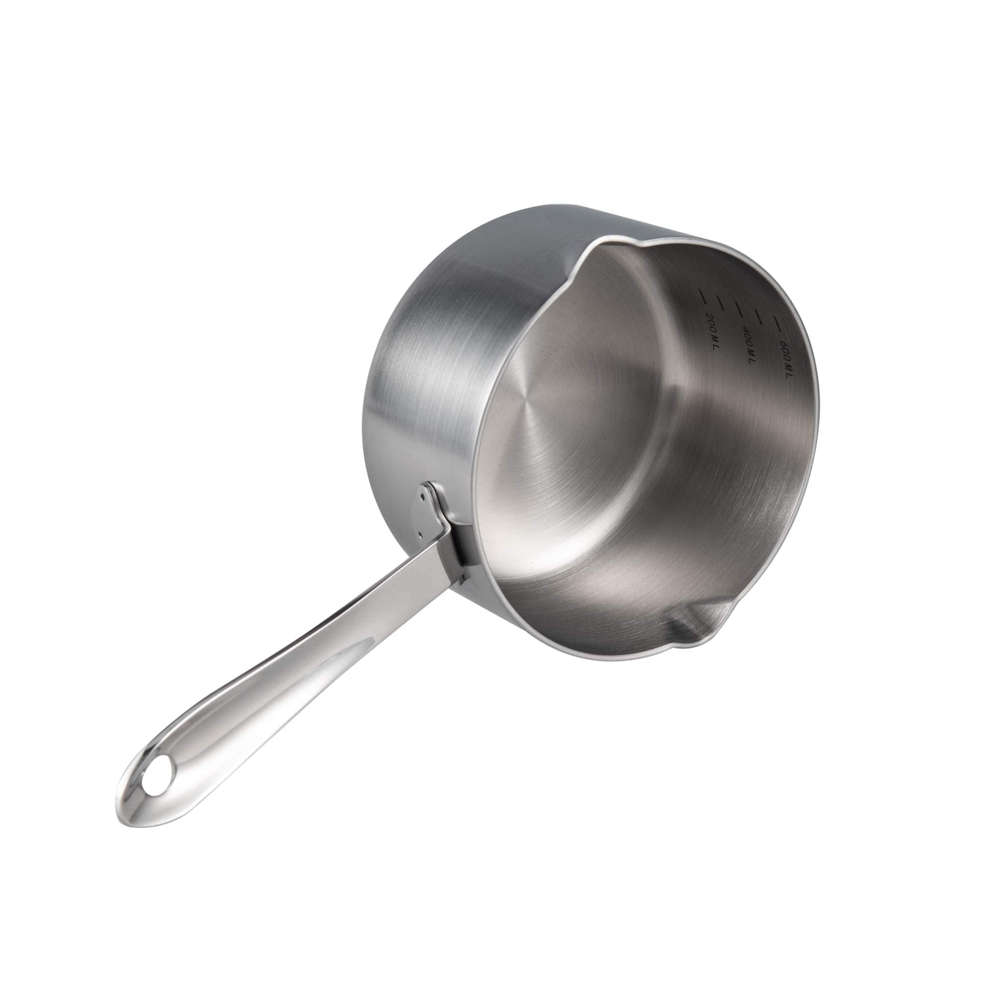 Imeea Milk Butter Warmer Mini Butter Melting Pot Coffee Maker With Dual Pour Spout 18/10 Tri-Ply Stainless Steel (20Oz/600Ml)