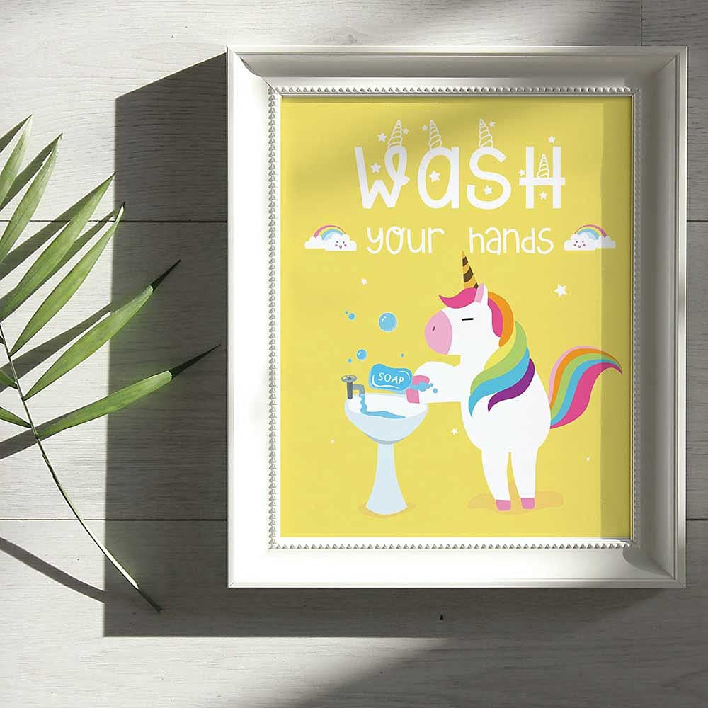 IIILUYOT Funny Unicorn Bathroom Decor  Wash Wipe Flush Brush  Unicorn Decor Gift  Unicorn Rainbow Girls Gift Art Prints  (Unframed8 x 10)  Cute Kids Childrens Tween Posters for Home