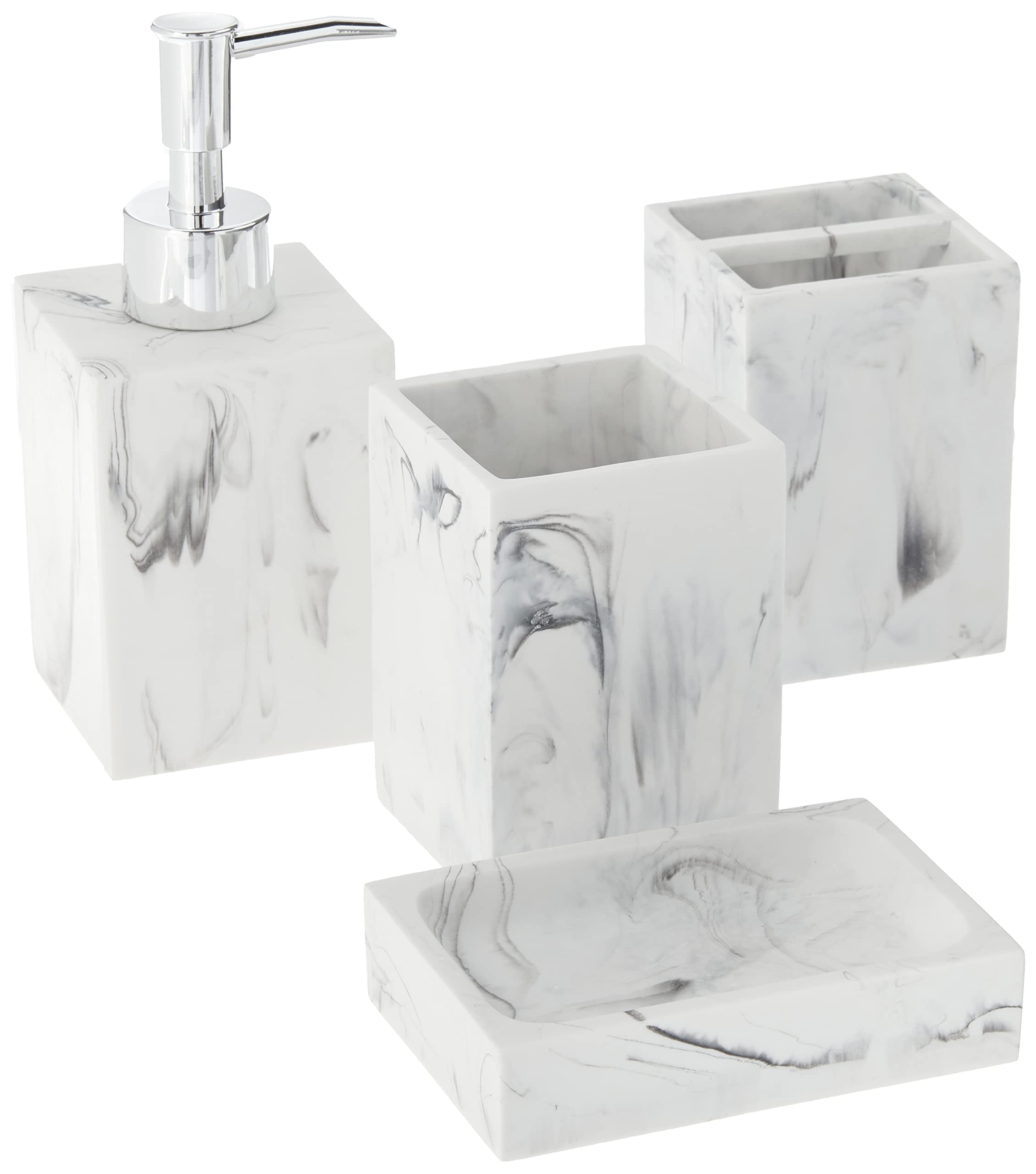 Sweet Home Collection Bathroom Accessories Collection Unique Decorative Beautiful Designs Bath D  Cor, 4 Piece Set, Plaza(Pack O