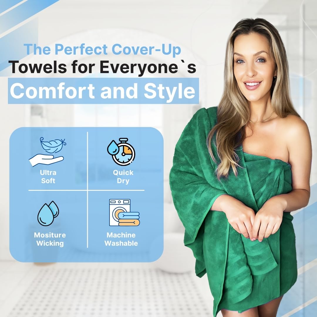 Infinitee Xclusives Luxury 100% Cotton Bath Towel Set (2 Pack Bath Towels 700 GSM  Vivid Green)