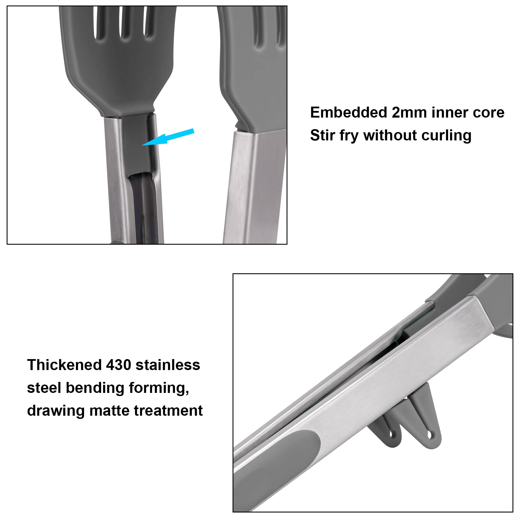 4in1 Stainless Steel Kitchen Food Tongs Set for Cooking with BPA Free Silicone Tips  Toaster Steak Pie Pizza Pasta Spaghetti Noodles Salad Fruit Vegetable Grill BBQ Buffet Clamp Serving Tools Gadgets