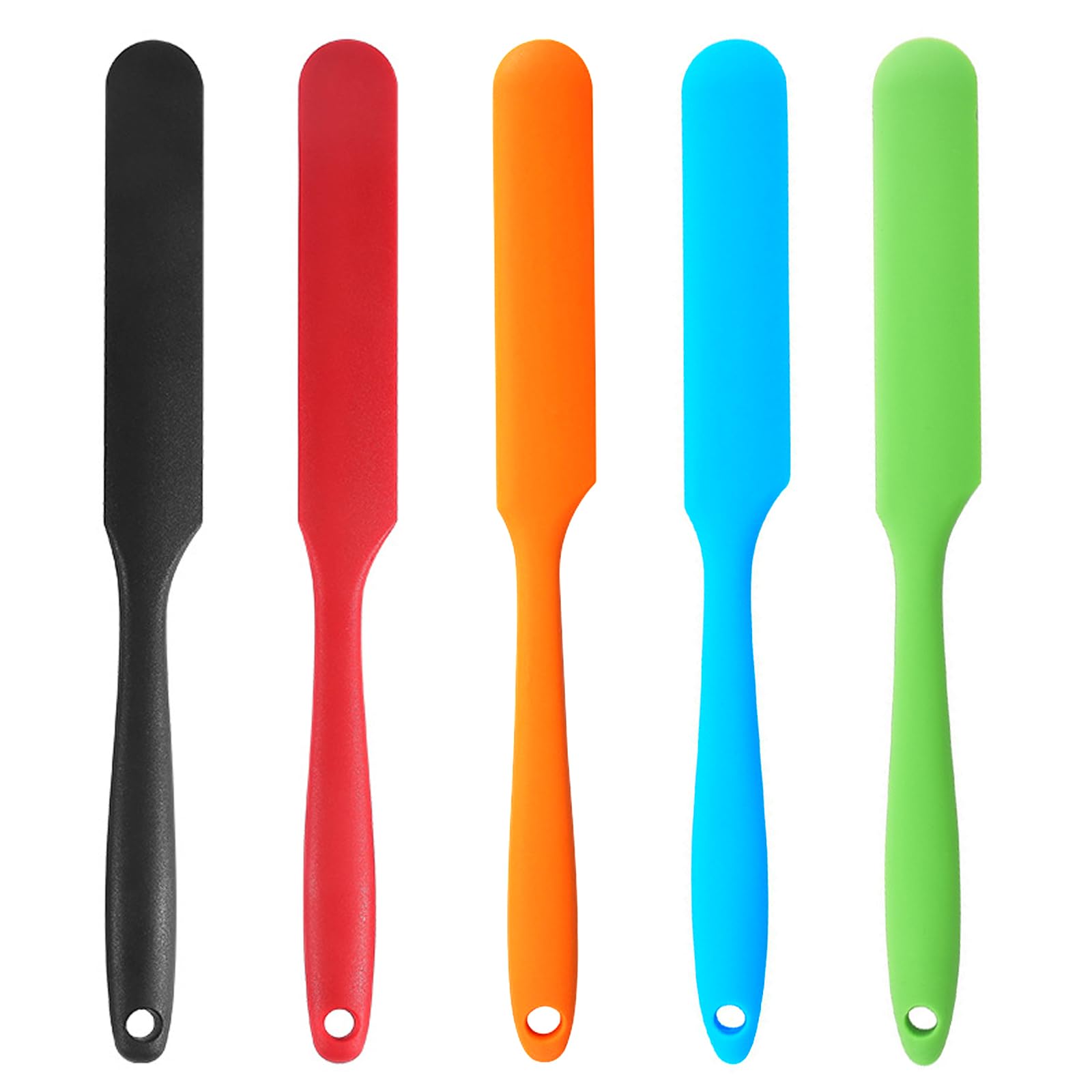 5 PackSilicone Jar Spatula, Long Handle Jar Scraper Spurtle, Sourdough Spatula, NonStick Heat Resistant Cake Cream Spatulas Set