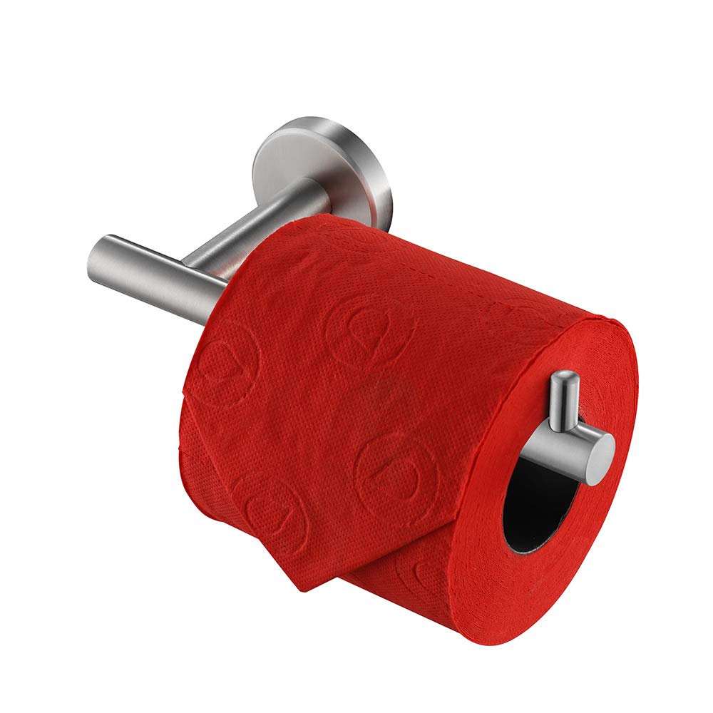 JQK Toilet Paper Holder  5 Inch 304 Stainless Steel Thick 0.8mm Tissue Paper Dispenser for Bathroom  Hold Mega Rolls  Brushed Nickel Wall Mount  TPH100-BN