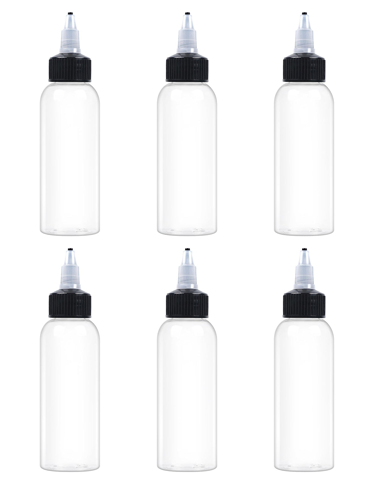 Eosau 6 Pcs 2Oz Plastic Squeeze Bottles With Twist Top Cap, 60Ml Clear Dispensing Bottles, Empty Squirt Bottle For Liquids, Sauc
