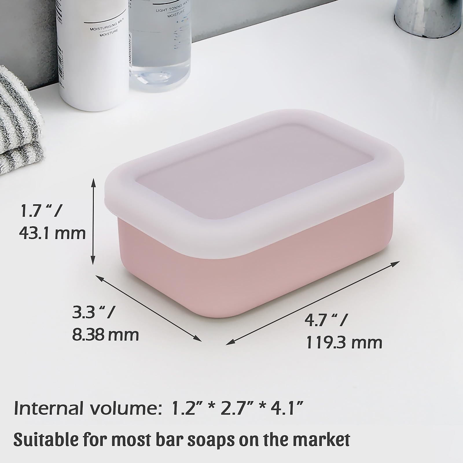 Aidimming Silicone Bar Soap Travel Case,Completely Leak Proof Bar Soap Holder,Compact Soap Bar Container,Shampoo Bar Holder,Port