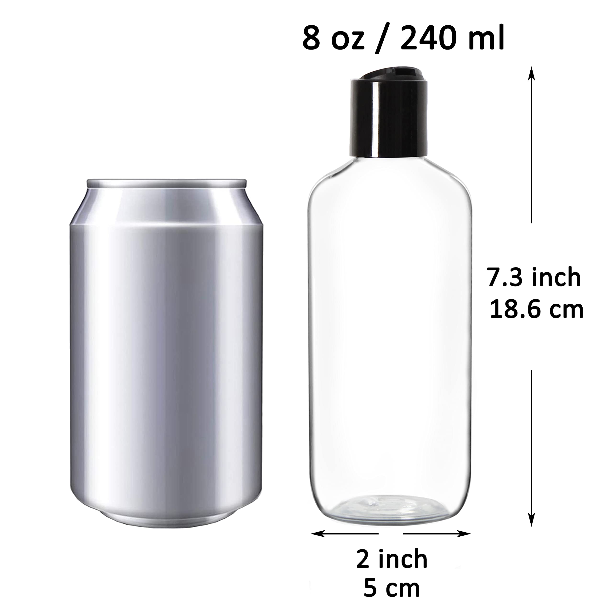 Youngever 10 Pack Clear Plastic Empty Bottles With Disc Cap 8 Ounce, Refillable Cosmetic Bottles, Squeeze Containers For Shampoo