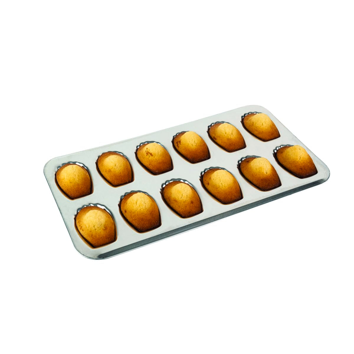 Gobel 12 Count Heavy Tinned Steel Madeleine Sheet Pan, 15.5 x 7.875 Inch, Silver, Model 2499, Made in France