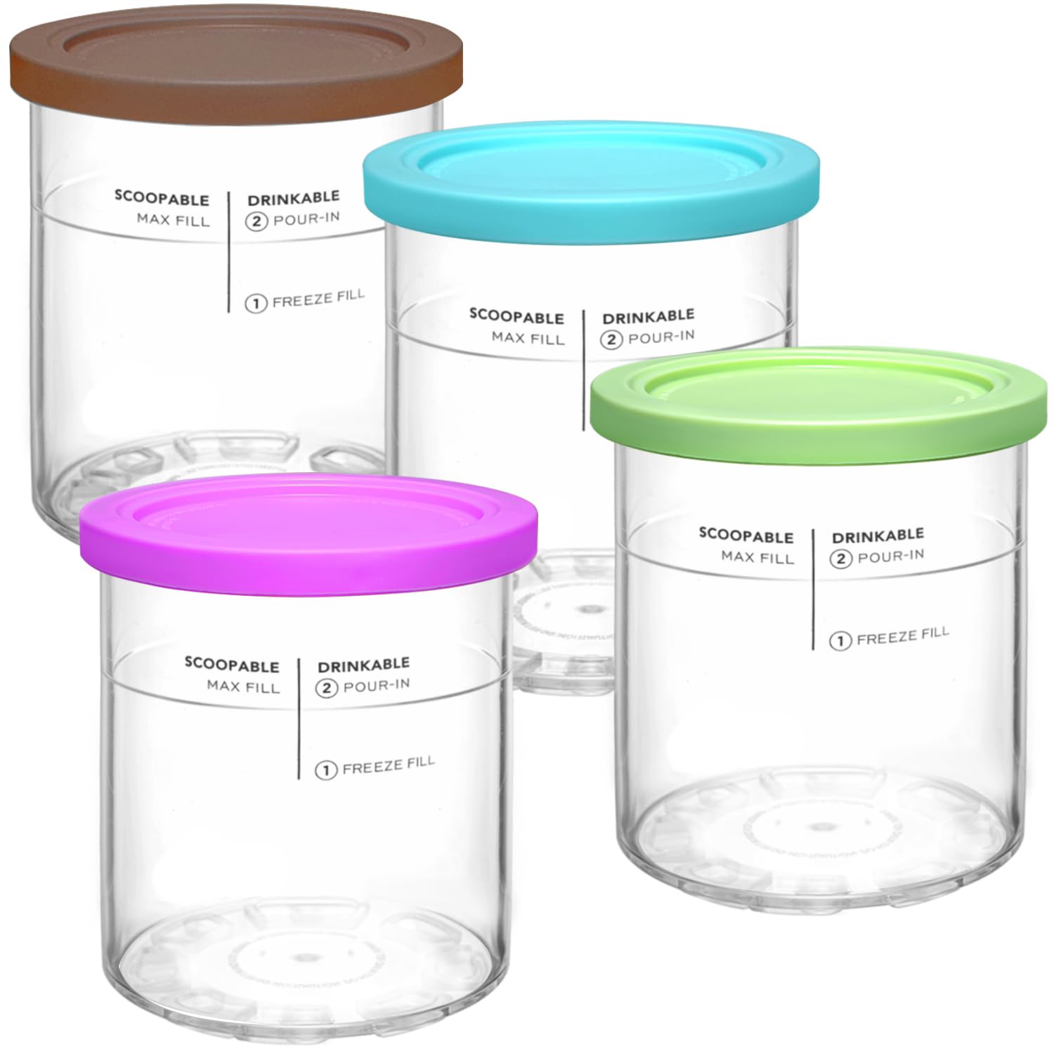 Sllfly For Ninja Creami Deluxe Pints And Lids Set,Compatible With Ninja 11-In-1 Nc501 Nc500 Series Creami Deluxe Ice Cream Maker