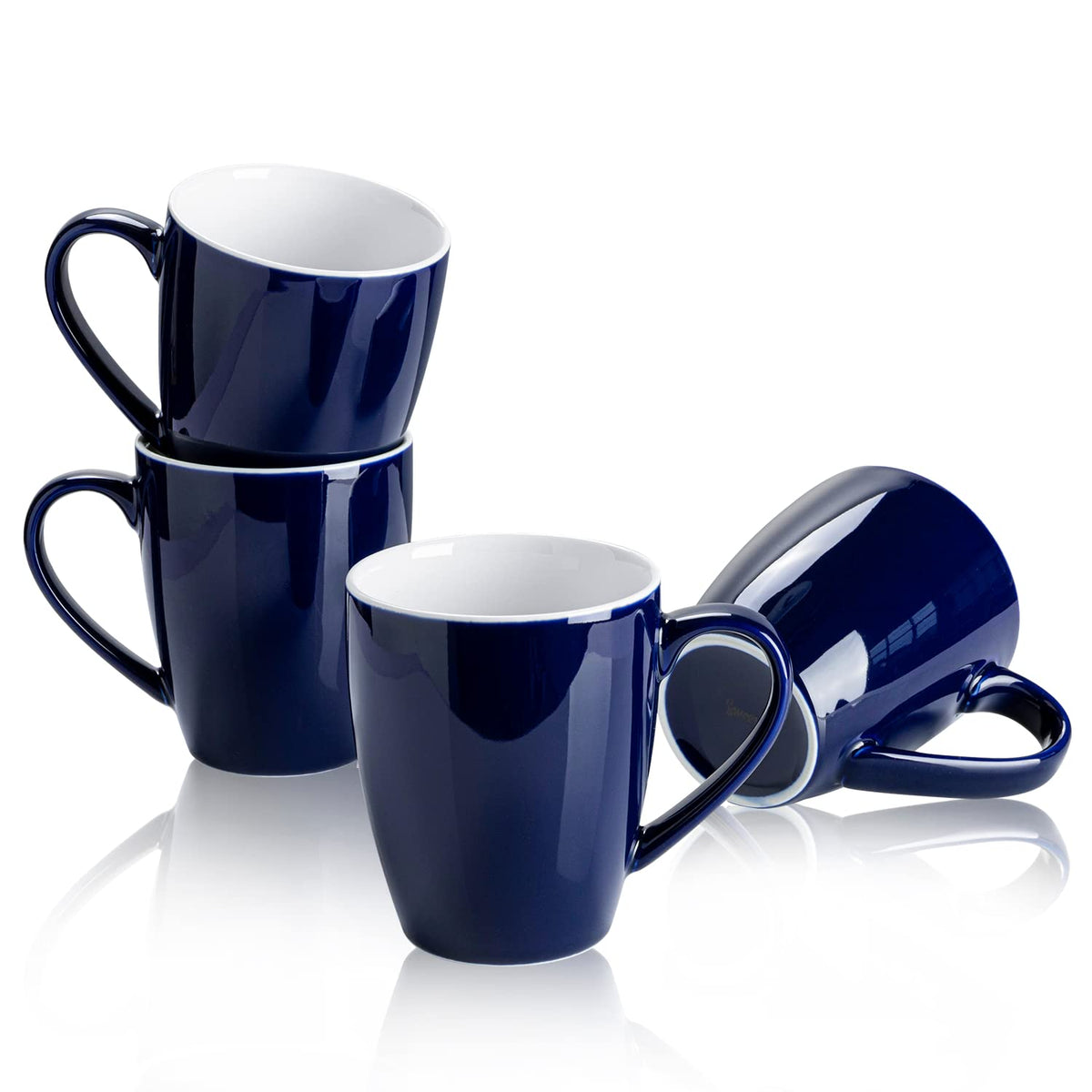 Sweese Porcelain Coffee Mugs - 16 Ounce (Top To The Rim) For Coffee, Latte, Tea, Cocoa, Set Of 4, Navy