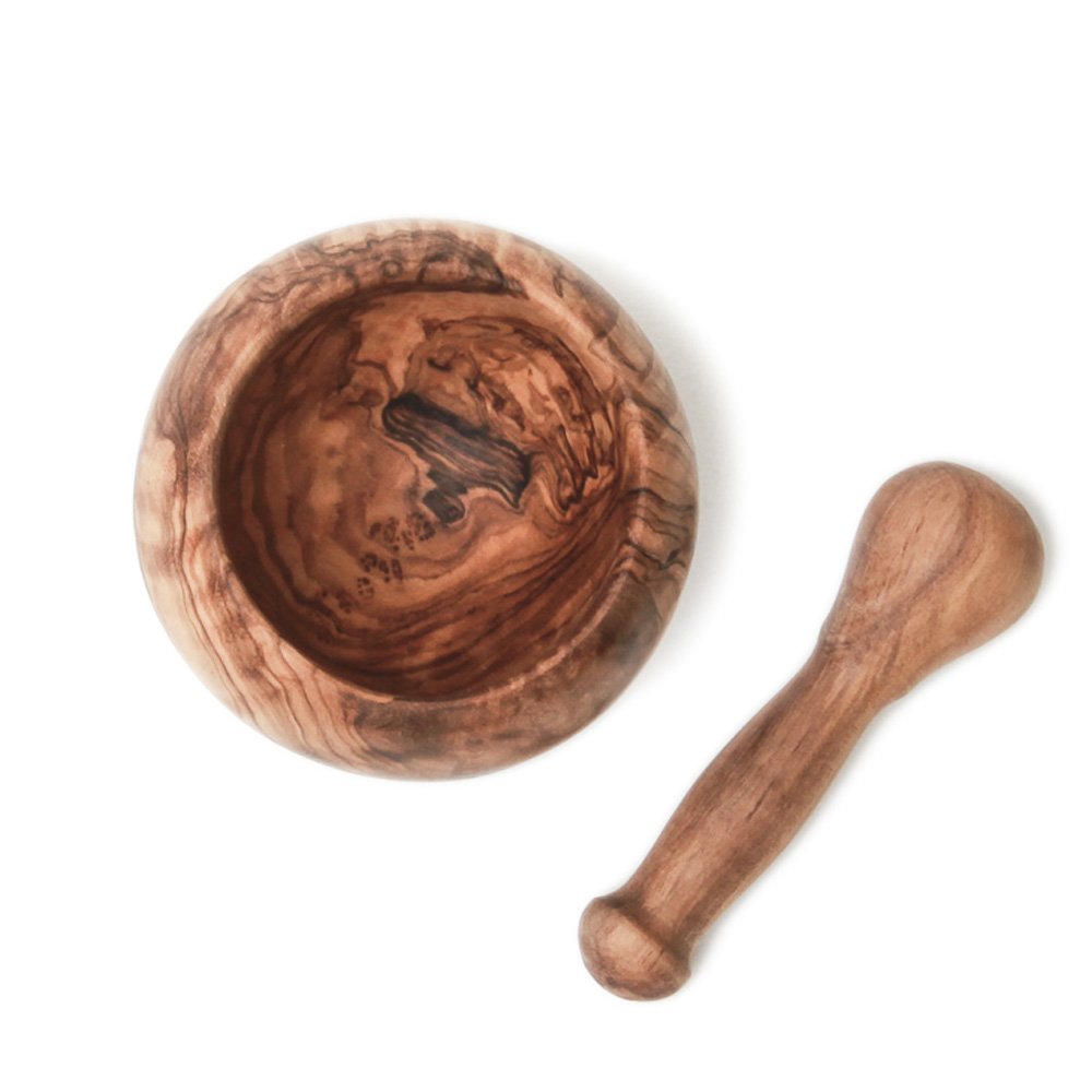 Berard Olive Wood Handcrafted Mortar And Pestle Set, 5''