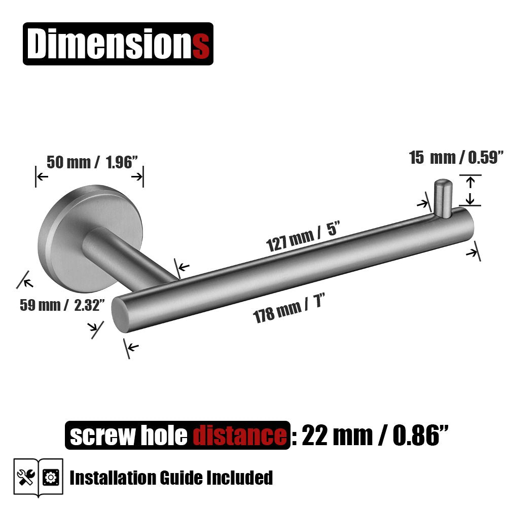 JQK Toilet Paper Holder  5 Inch 304 Stainless Steel Thick 0.8mm Tissue Paper Dispenser for Bathroom  Hold Mega Rolls  Brushed Nickel Wall Mount  TPH100-BN