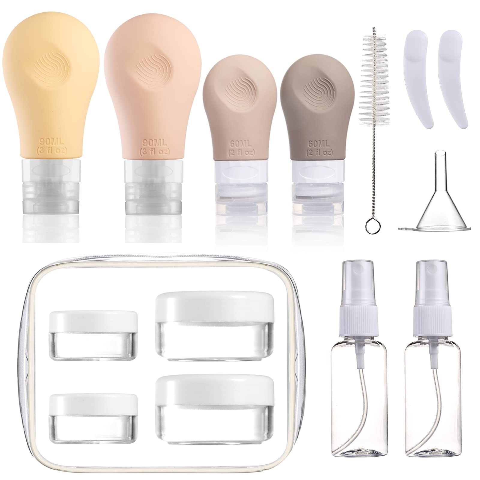 16 Pack Travel Bottles Set For Toiletries, Gemice Tsa Approved Travel Size Containers Leak Proof Silicone Squeezable Tubes Trave