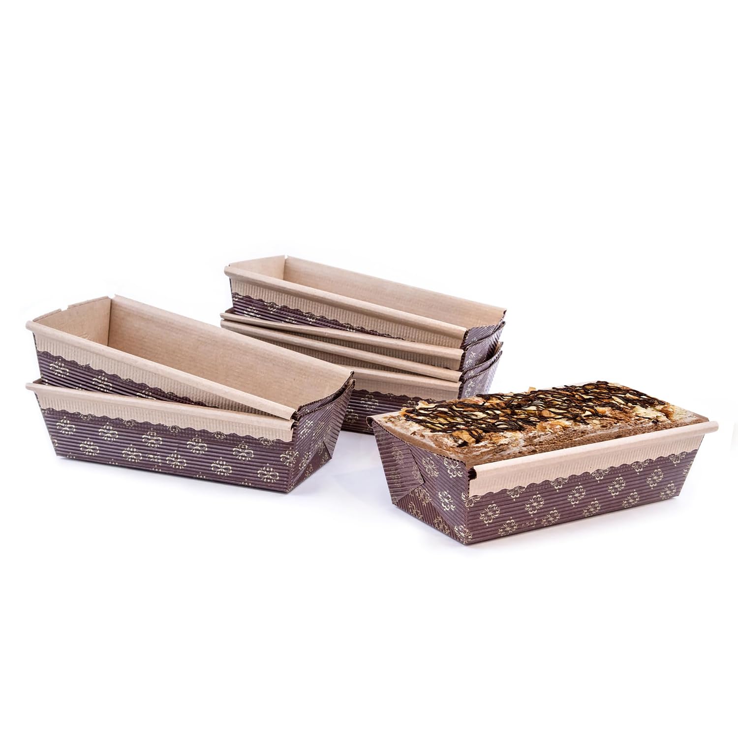 Paper Loaf Pan 25Ct, Disposable Eco- Friendly Bakeable Cardboard Baking Cake Mold Microwave Oven Freezer Safe, Providing Beautif