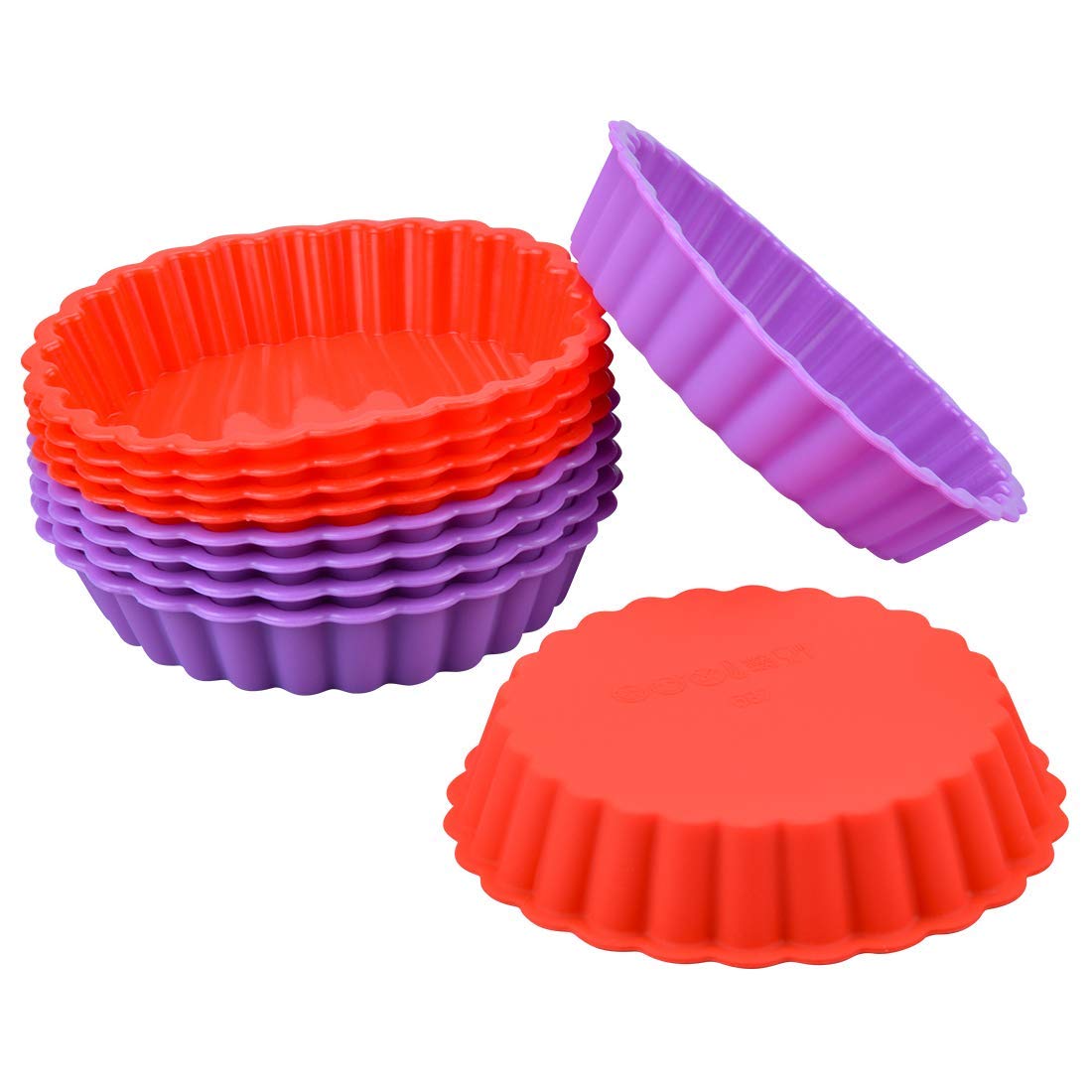 Funbaky Silicone Quiche Pan, Mini Pie Pan Non-Stick Round Silicone Baking Molds 10 Packs