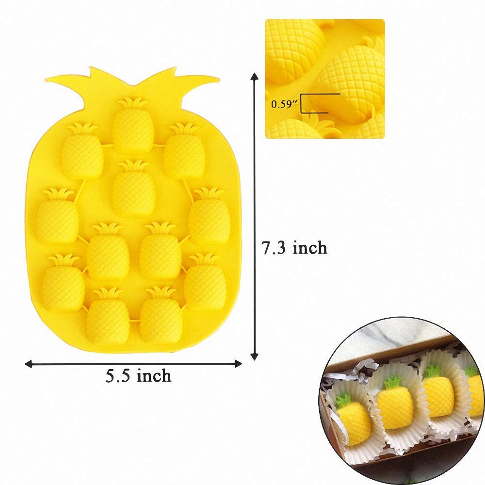 3Pcs Pineapple Chocolate Candy Molds With A Dropper, Pineapple Silicone Ice Cube Tray Gummy Jello Fondant Mold Mini Soap Embeds