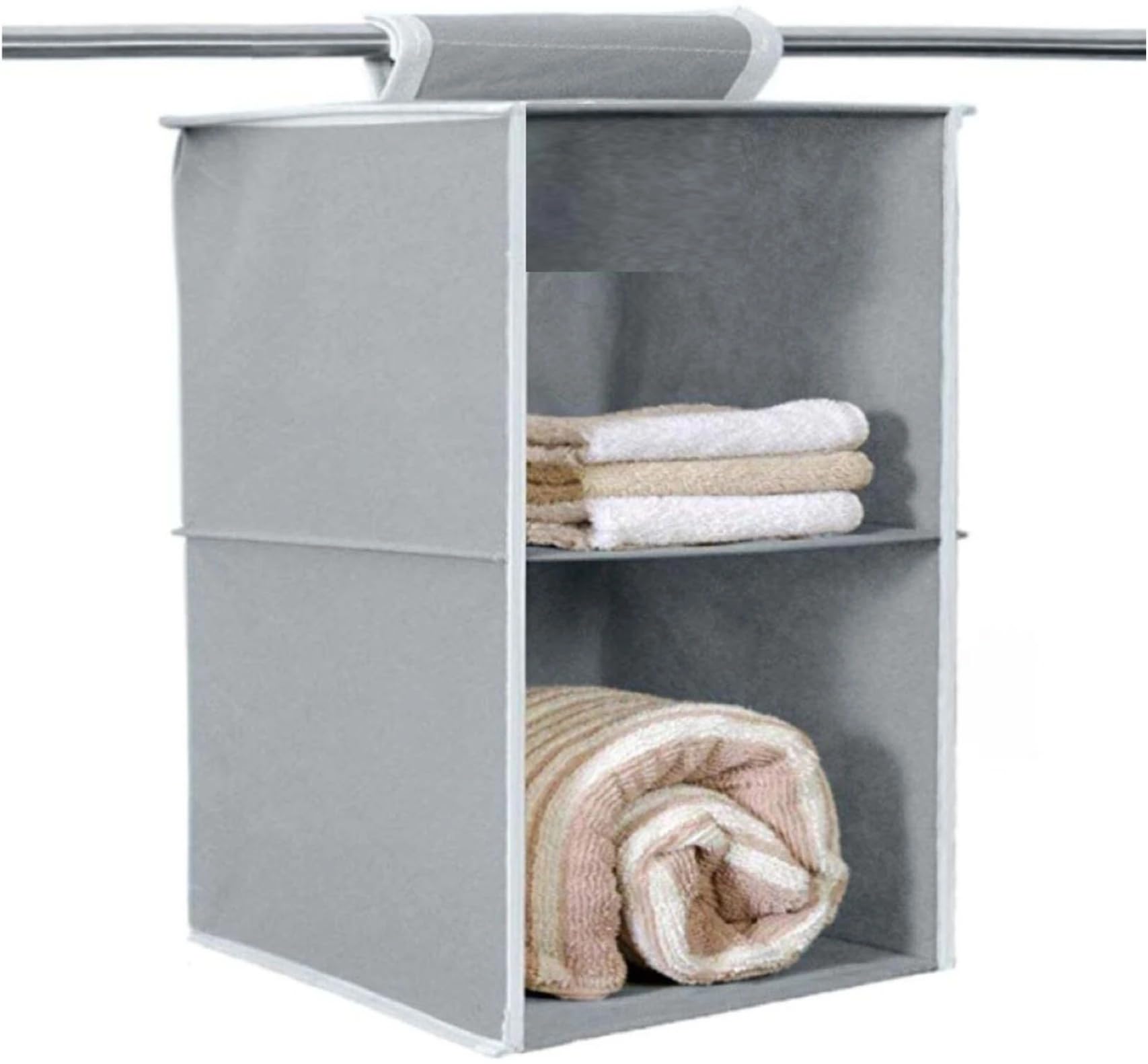 Unicrafts 2 Hanging Shelves Closet Organizer For Clothes Storage | Foldable Wardrobe Storage Rack | NonWoven Multipurpose Cupbo