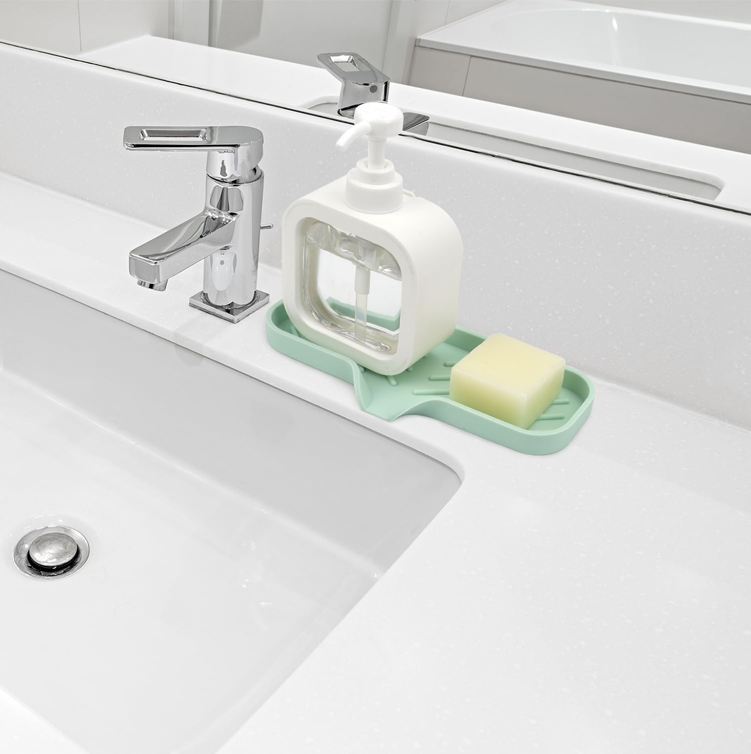 Yasmen Silicone Bathroom Soap Dishes, Sink Sponge Holder For Kitchen, Rubber Soap Dish With Drain, Shower Soap Sponge Tray, Sink