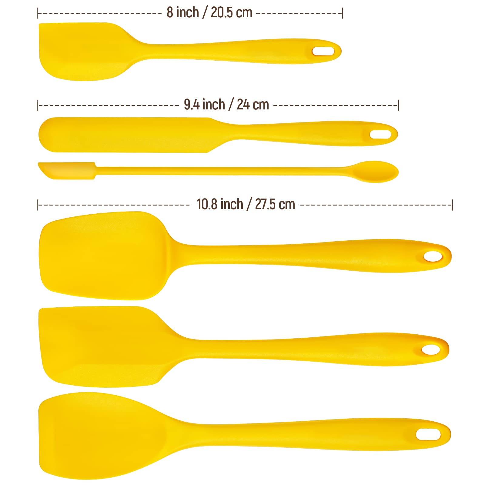Tomorotec Silicone Spatulas 5-Pack Food Grade Flexible Steel Core, Heat Resistant Dishwasher Safe Home Kitchen Restaurant Culina