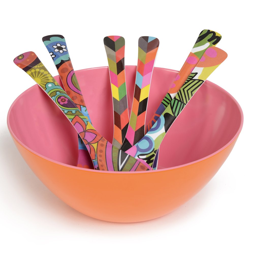 French Bull 12.5'' Serving Bowl - Melamine Dinnerware - Salad, Mixing, Pasta (Orange/Pink Two Tone)