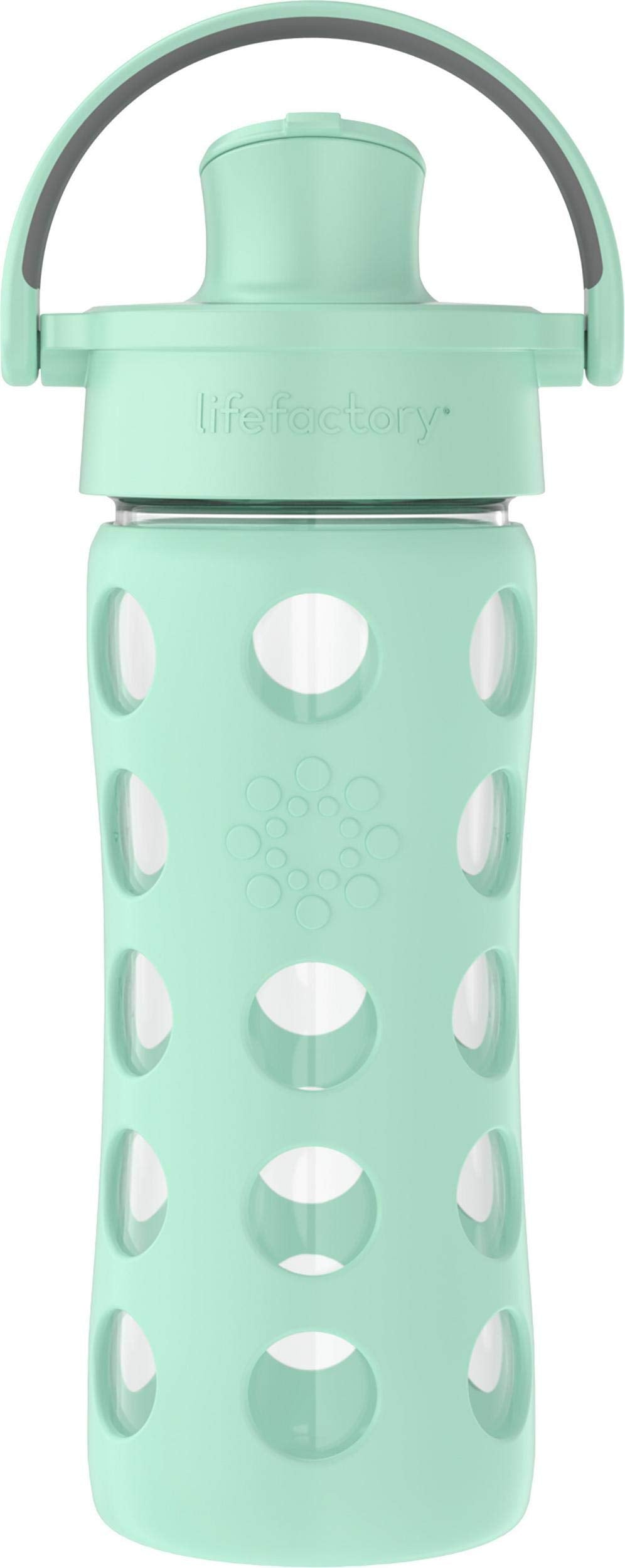 Lifefactory 16-Ounce Glass Water Bottle With Active Flip Cap And Protective Silicone Sleeve, Mint