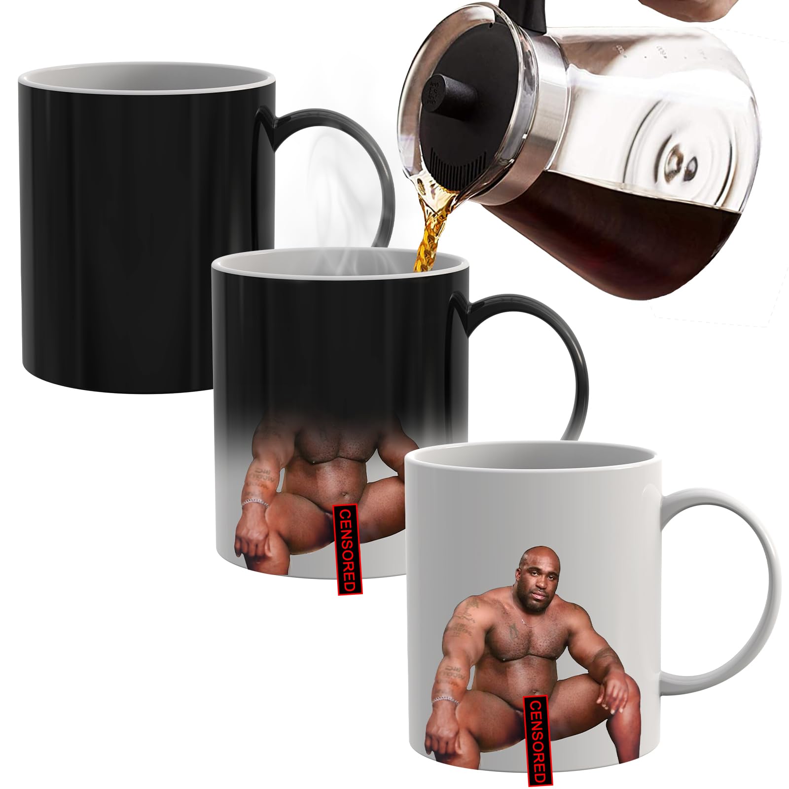 Zutcogo Funny Gifts for Men Women, White Elephant Gifts for Adults, Novelty Gag Present Coffee Mug for Adults, Message Appears a