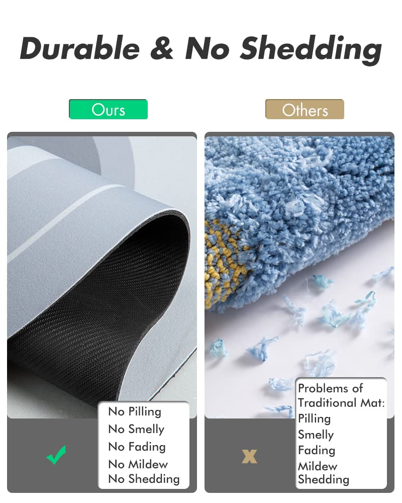 Montvoo Bathroom Rug Mat Runner Long-Bath Mat For Bathroom Non Slip Absorbent Quick Dry Thin Bath Rug-Bathroom Floor Mat Rubber