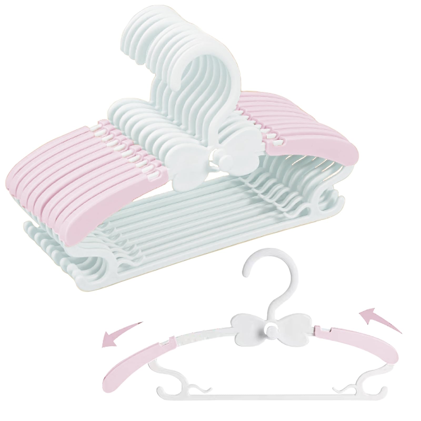 Wjwski Baby Hangers For Closet - 20 Pack Baby Clothes Hangers,Adjustable Baby & Kids Hangers For Nursery,Cascading Plastic Child
