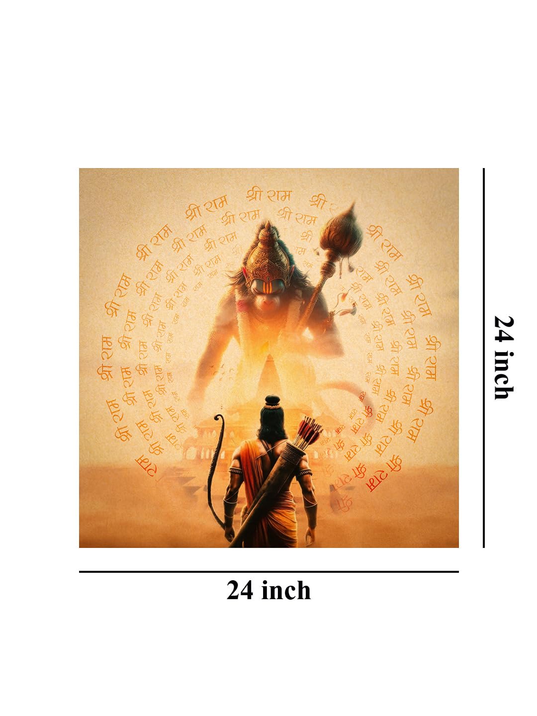 999Store Lord Ram And Hanuman With Glowing Divine Presence - Canvas Painting | Hindu Deity Art, Ramayana Devotional Painting, Sp