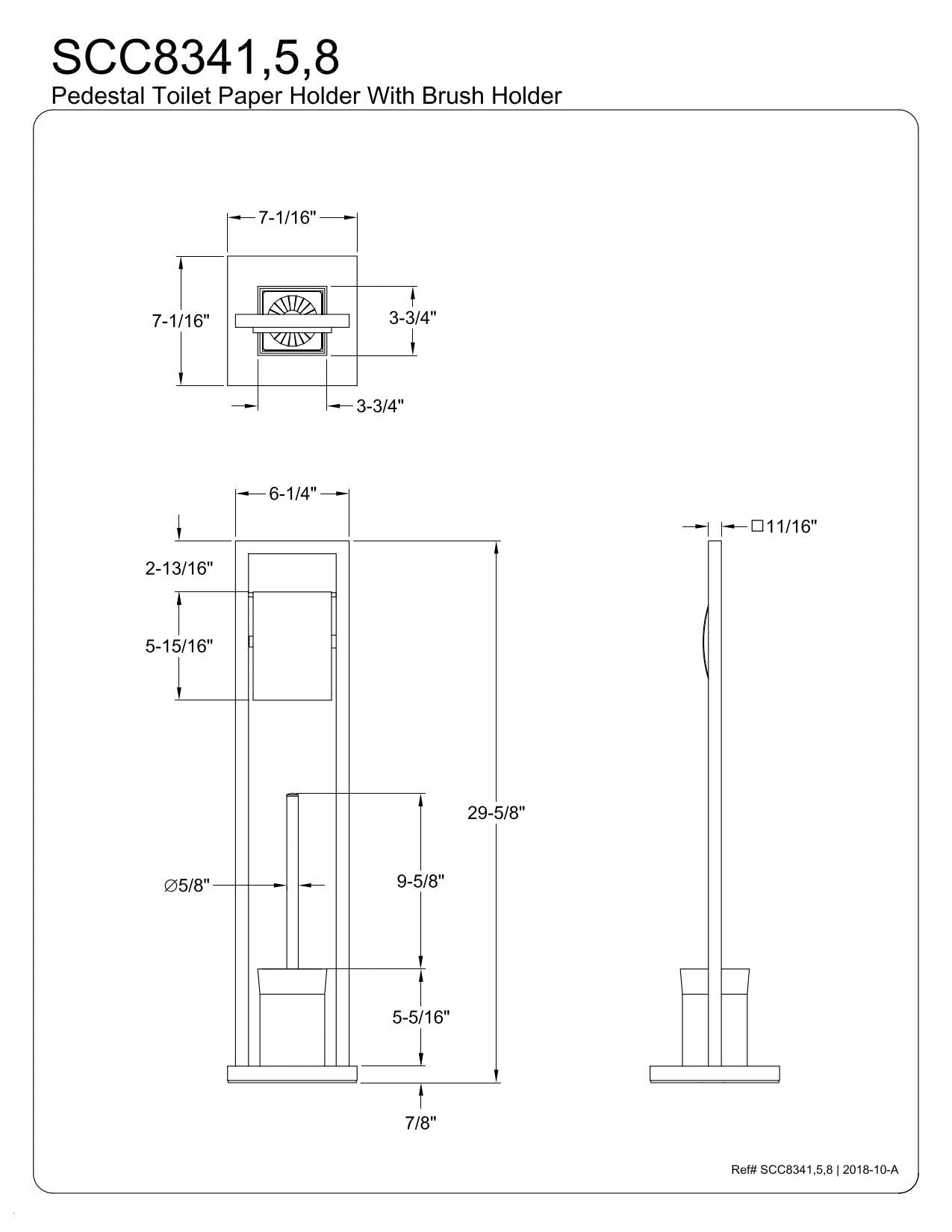 Kingston Brass Scc8341 Edenscape Pedestal Toilet Paper Holder With Toilet Brush Holder, Polished Chrome 29.63 X 7.06 X 7.06