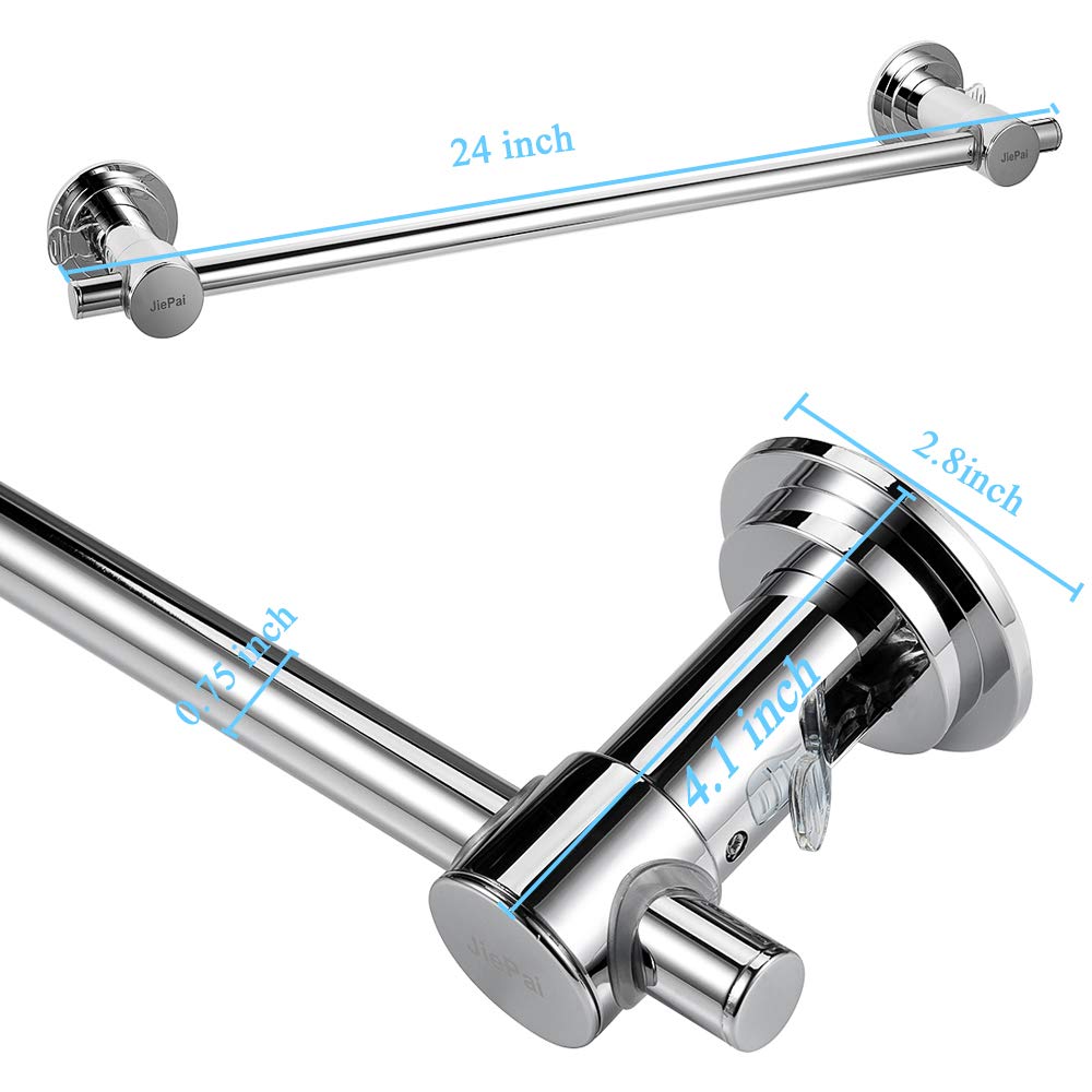 Jiepai Suction Cup Towel Bar 24 Inch,Removable Modern Vacuum Suction Towel Holder For Bathroom Door Adhesive Towel Bar Suction T