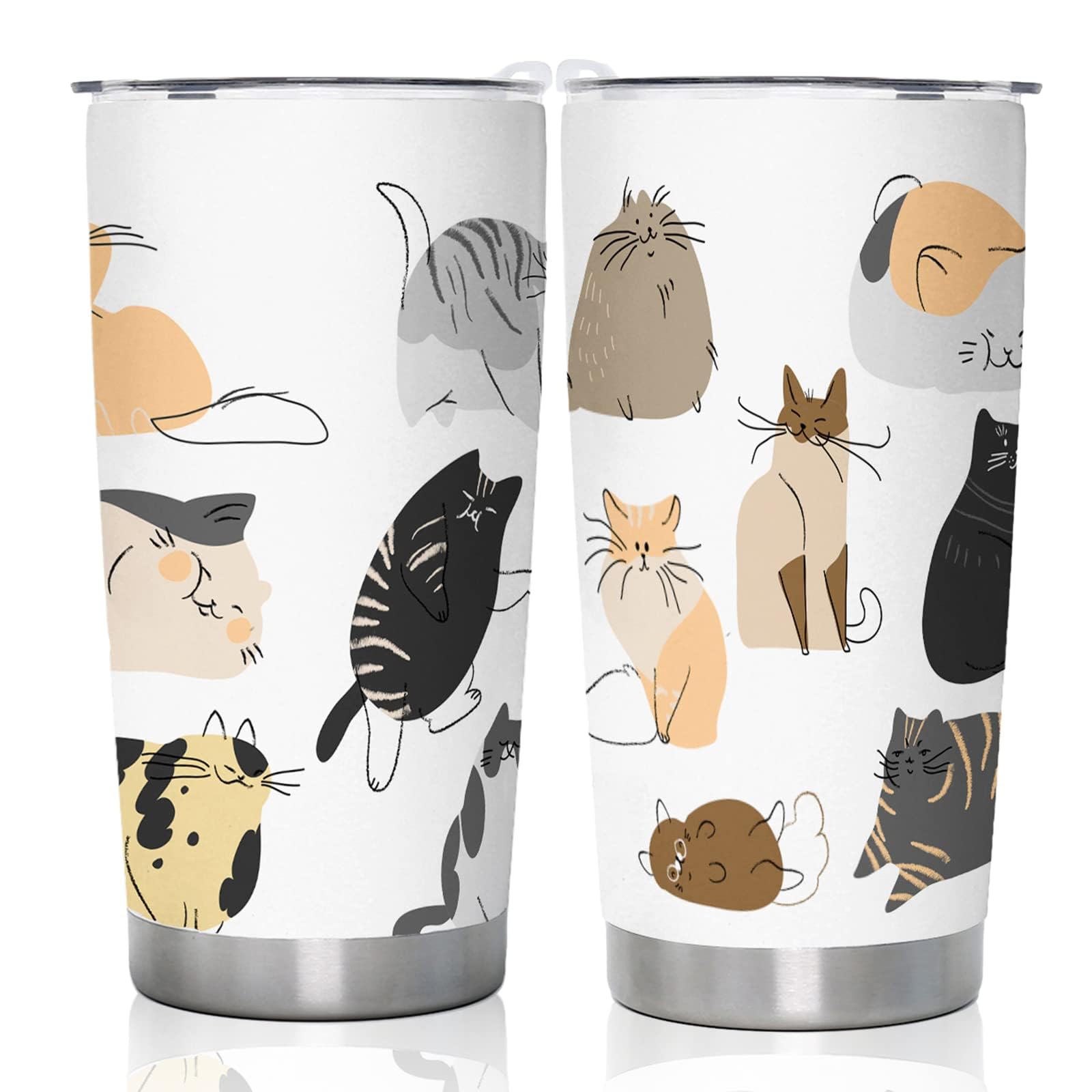 DJY Cat Mom Tumbler Cat Pattern Stainless Steel Tumbler Ideal Gift for Cat Lover, Daughter, Mom, Vacuum Insulated Coffee Cup Tra