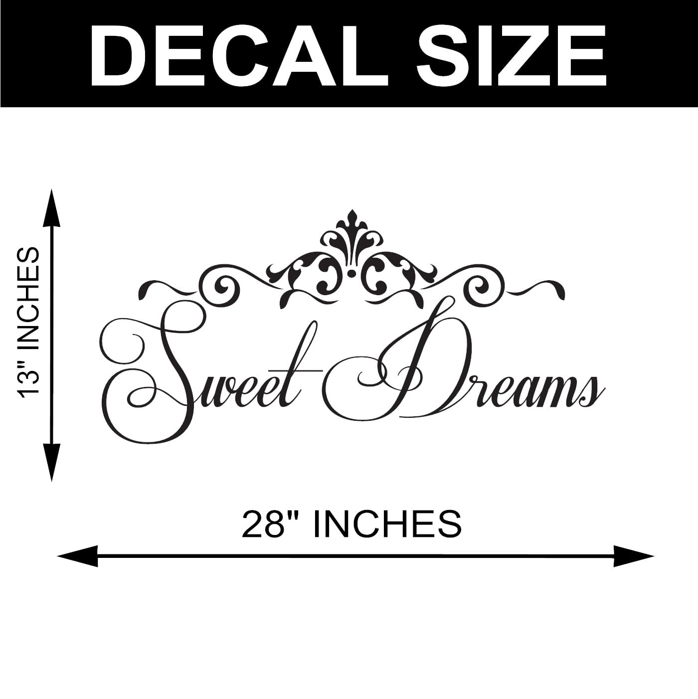 Sweet Dreams Vinyl Wall Quote Decal | 28'' X 13'' Bedroom, Nursery, Or Living Room Wall Sticker | Inspirational Home D  Cor