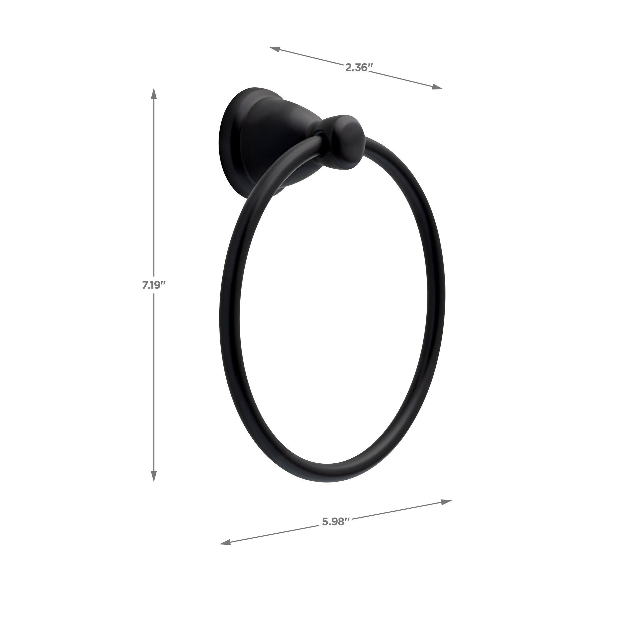 Franklin Brass Kinla (1-Pack) Hand Towel Holder Matte Black Towel Racks For Bathroom Wall Round Towel Ring Holder For Bath Towel