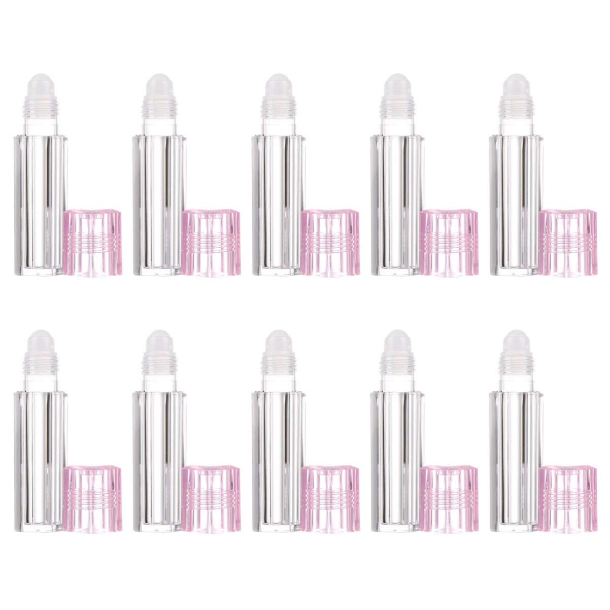 Healifty 1set Refillable Lip Oil Vials with Pink Caps Portable Hydrating Roll Bottles for Moisture Application for to Sisters Gi