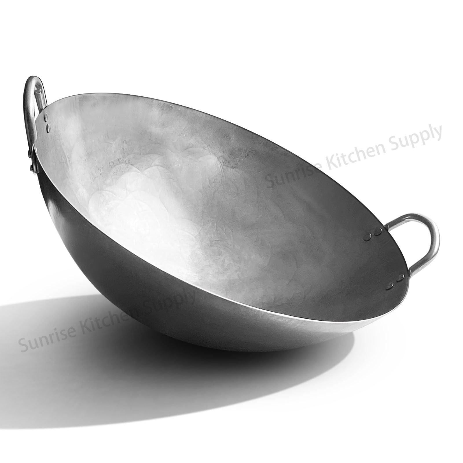 Sunrise Kitchen Supply Heavy Duty Hong Kong Style Carbon Steel Wok (Round Bottom) 15''