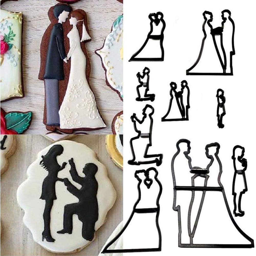 Eorta Set Of 9 Fondant/Cookie Cutter Couples Silhouette Gumpaste Flowers Sugar Craft Mold Cake Decorating Tools For Husband And