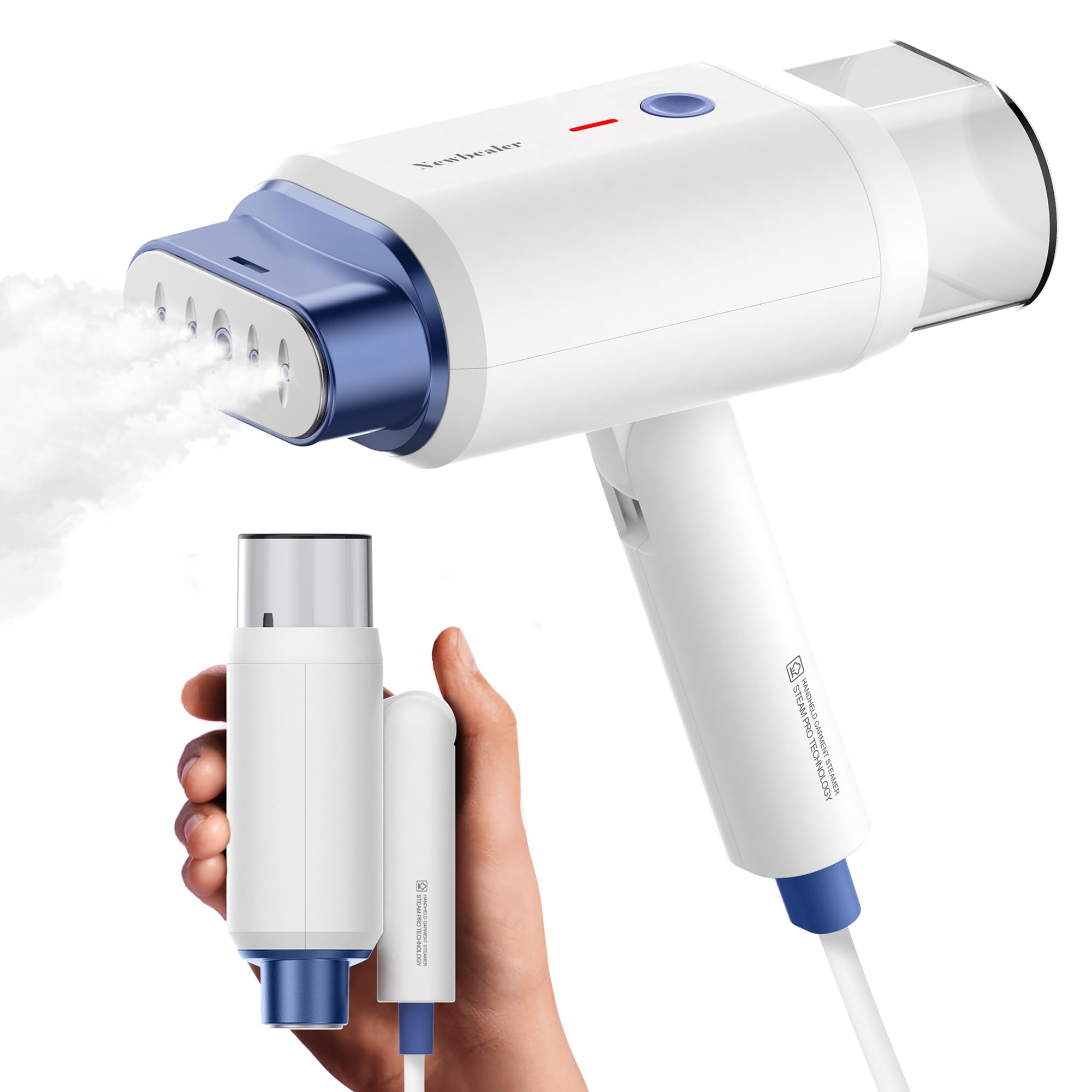 Newbealer Steamer For Clothes, 1200W Travel Steamer With Horizontal & Vertical Steaming, 2 Steam Levels, Dry Ironing, Foldable,