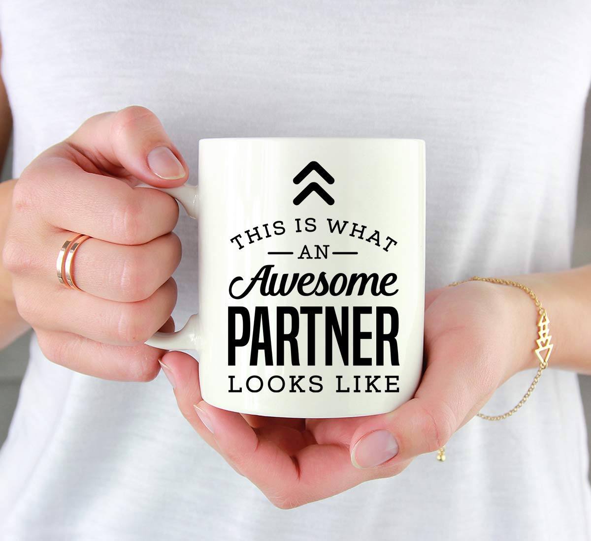 Andaz Press 11oz. Ceramic Coffee Tea Mug Gift, This is What an Awesome Partner Looks Like, 1-Pack, Birthday Gift Ideas Coworker