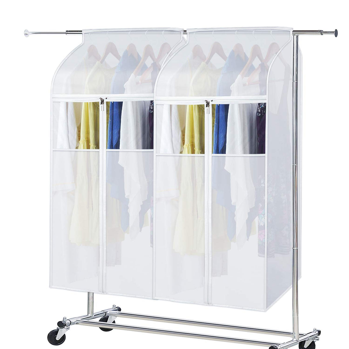 Zilink Hanging Clothes Bag Organizer 43 Inch-2 Pack Large Garment Bags Suit Bag For Storage Hanging Clothes Cover For Suit Coats