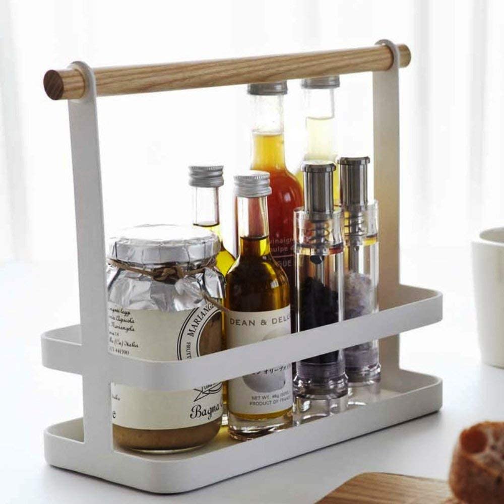 Ogfc 777111 Modern Mini Spice Rack With Wooden Handle/Kitchen Organizer/Counter Top Spice Rack