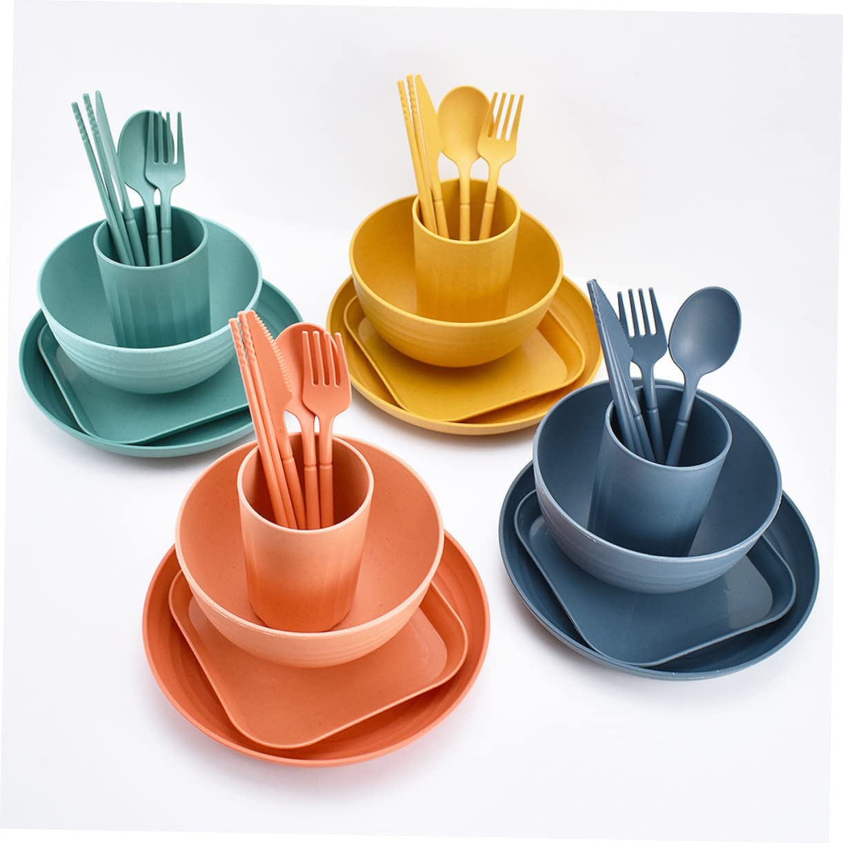 Anneome 1 Set Travel Cutlery Travel Kit For Cup & Saucer Sets Microwave Dishwasher Safe Bowl Shatterproof Dishes Portable Tablew