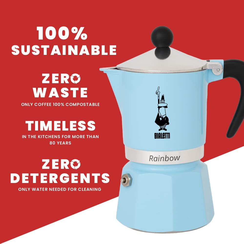 Bialetti 5042 Rainbow Espresso Maker  Light Blue