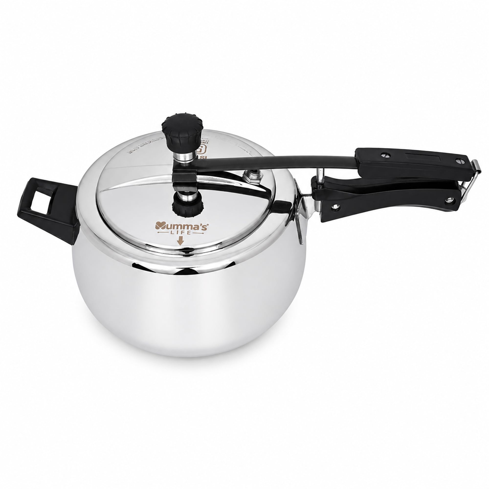 MummaS Life Cooker 2 Ltr | HeavyDuty Silver Pressure Cooker With Inner Lid | CoolTouch Handles | Isi Certified Lock System | 