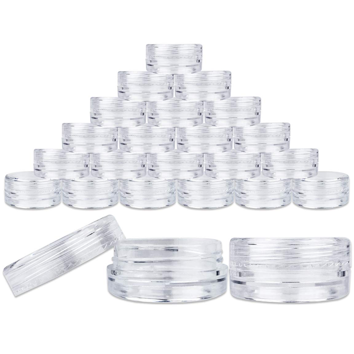 Beauticom 3G/3Ml Round Clear Jars With Screw Cap Lids For Beads, Gems, Glitter, Charms, Small Arts And Crafts Items - Bpa Free (