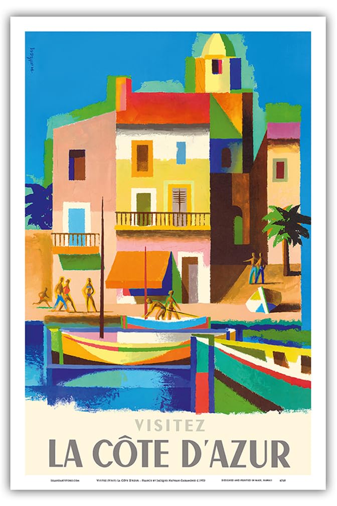Visitez (Visit) La Cte D'Azur - France - French Riviera - Vintage Travel Poster By Jacques Nathan-Garamond C.1953 - Master Art P