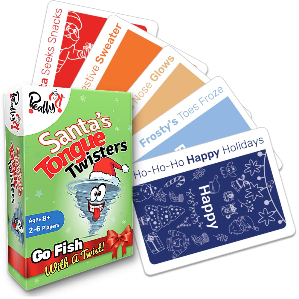 Santaas Tongue Twisters Card Game, Christmas Games For Families, Fun Stocking Stuffer Idea, Holiday Party Game For Kids And Adul