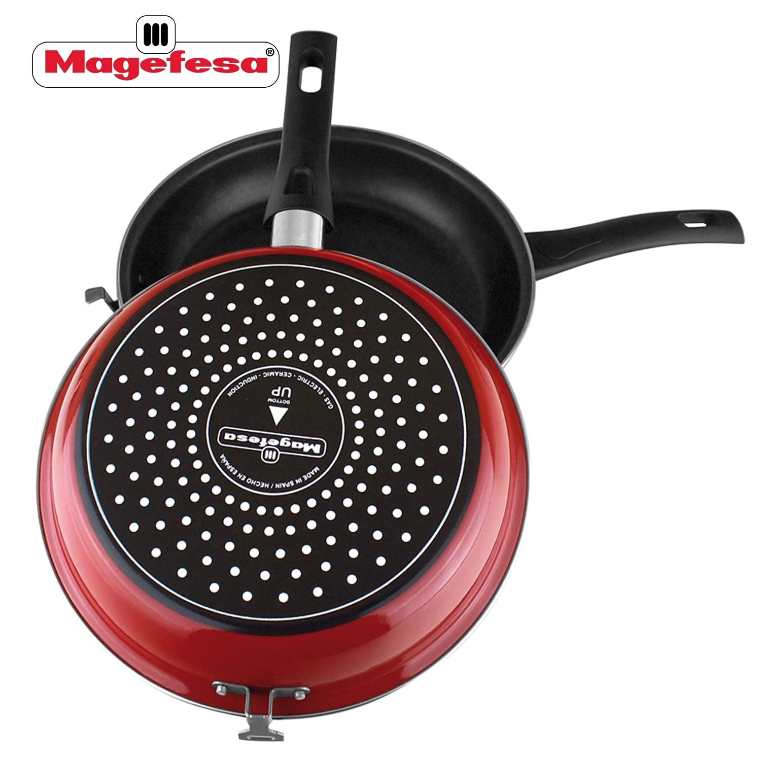 Magefesa  Frittata Spanish Tortilla Frying Pan, 9.4 In, Red, Double Layer Non-Stick Frying Pan, Vitrified Steel, Compatible With