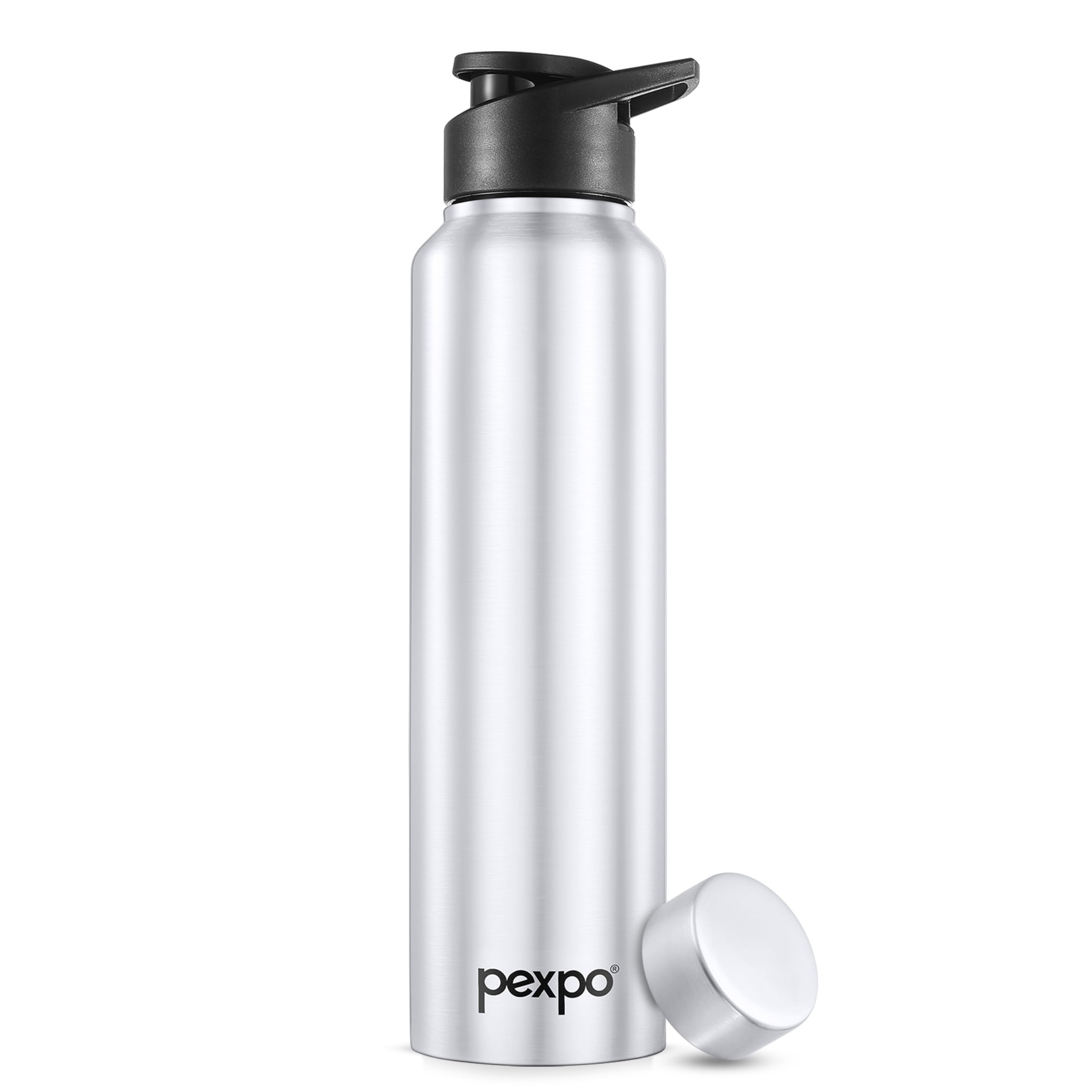 Pexpo Chromo 1000 Isi Certified Stainless Steel Sports/Fridge Water Bottle With Dual Cap - 950Ml | Single Wall | Leakproof | Lig