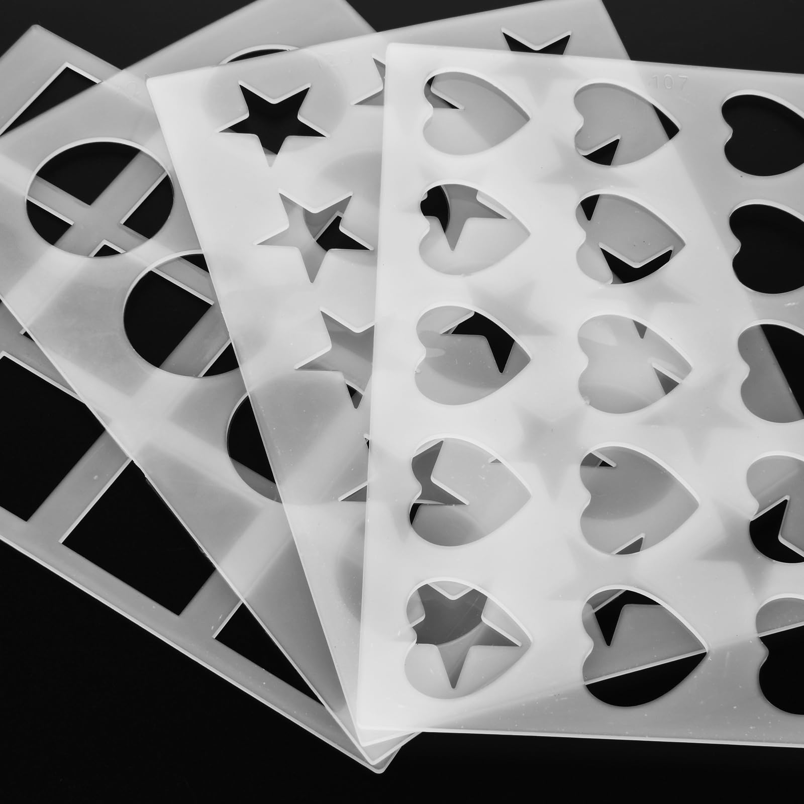 Cosmos 4 Pcs Different Designs Assorted Chocolate Chablon Cookies Stencil Mold For Cake Decoration